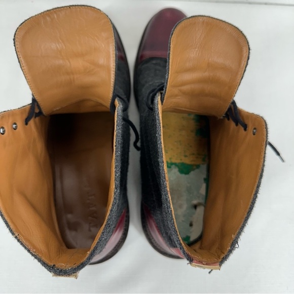 TAFT Men’s size 44 / 11 The Jack Oxblood Red Leather and Gray Wool Boots READ - Picture 13 of 16